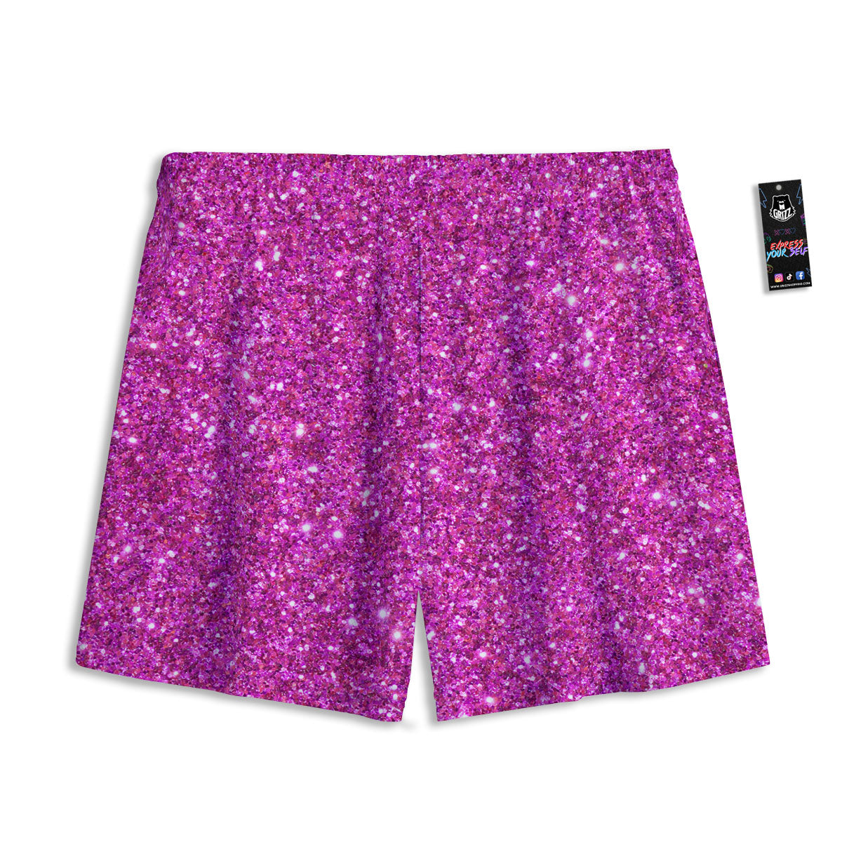 Glitter Artwork Magenta Pink Print Mesh Shorts