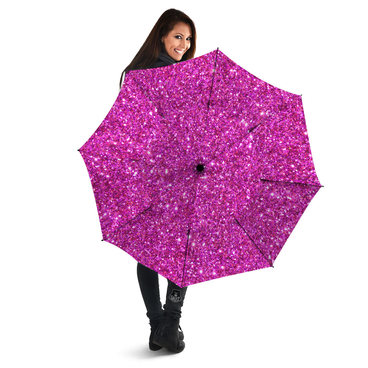 Glitter Artwork Magenta Pink Print Umbrella-grizzshop