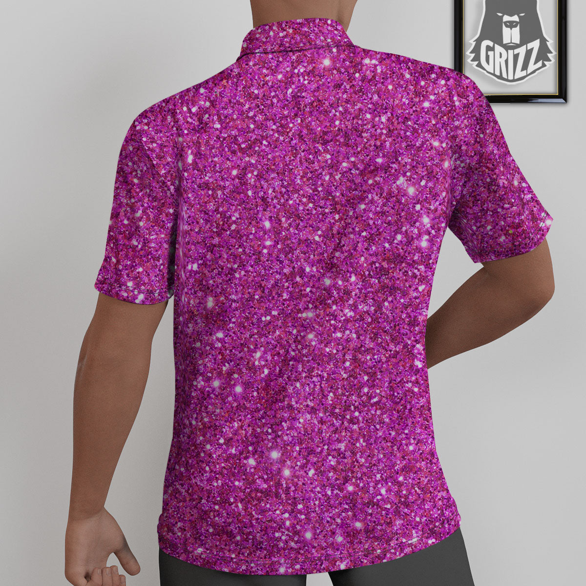 Glitter Artwork Magenta Pink Print Untucked Shirts-grizzshop