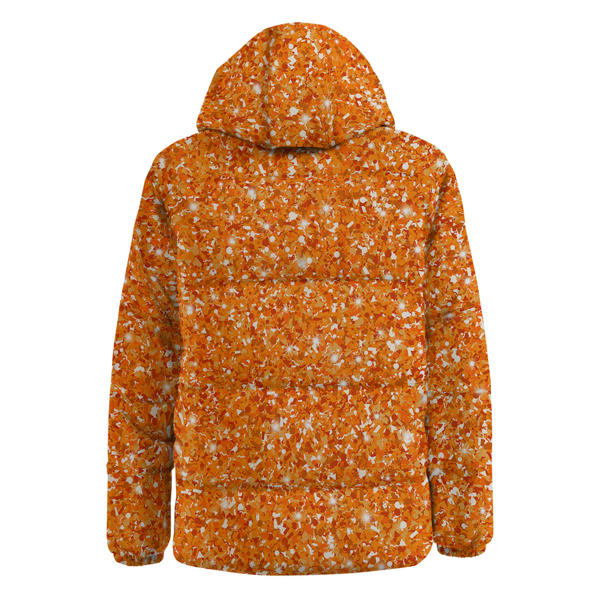 Glitter Artwork Orange Print Down Jacket-grizzshop