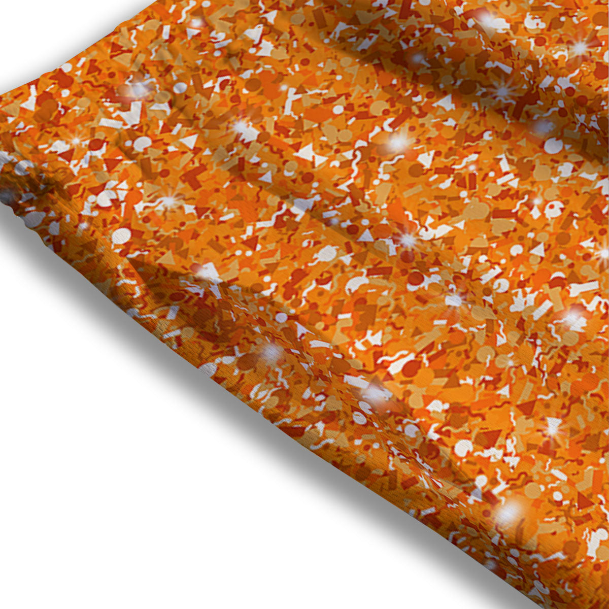Glitter Artwork Orange Print Mesh Shorts