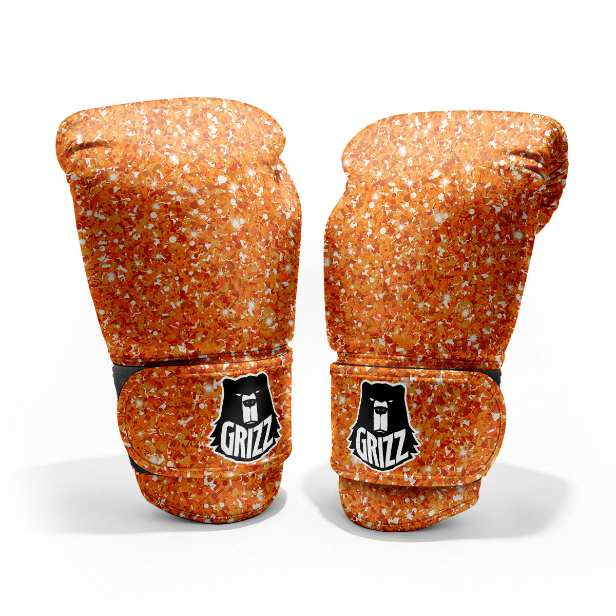 Glitter Artwork Orange Print Pro Boxing Glove
