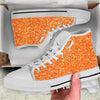 Glitter Artwork Orange Print White High Top Shoes-grizzshop