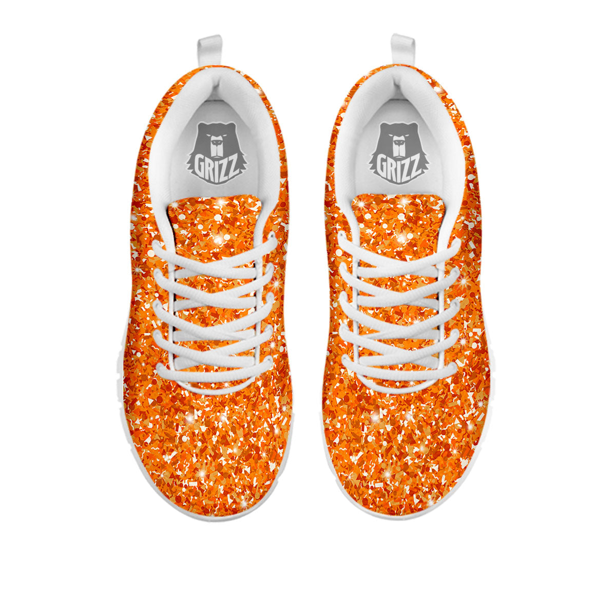 Glitter Artwork Orange Print White Sneaker-grizzshop