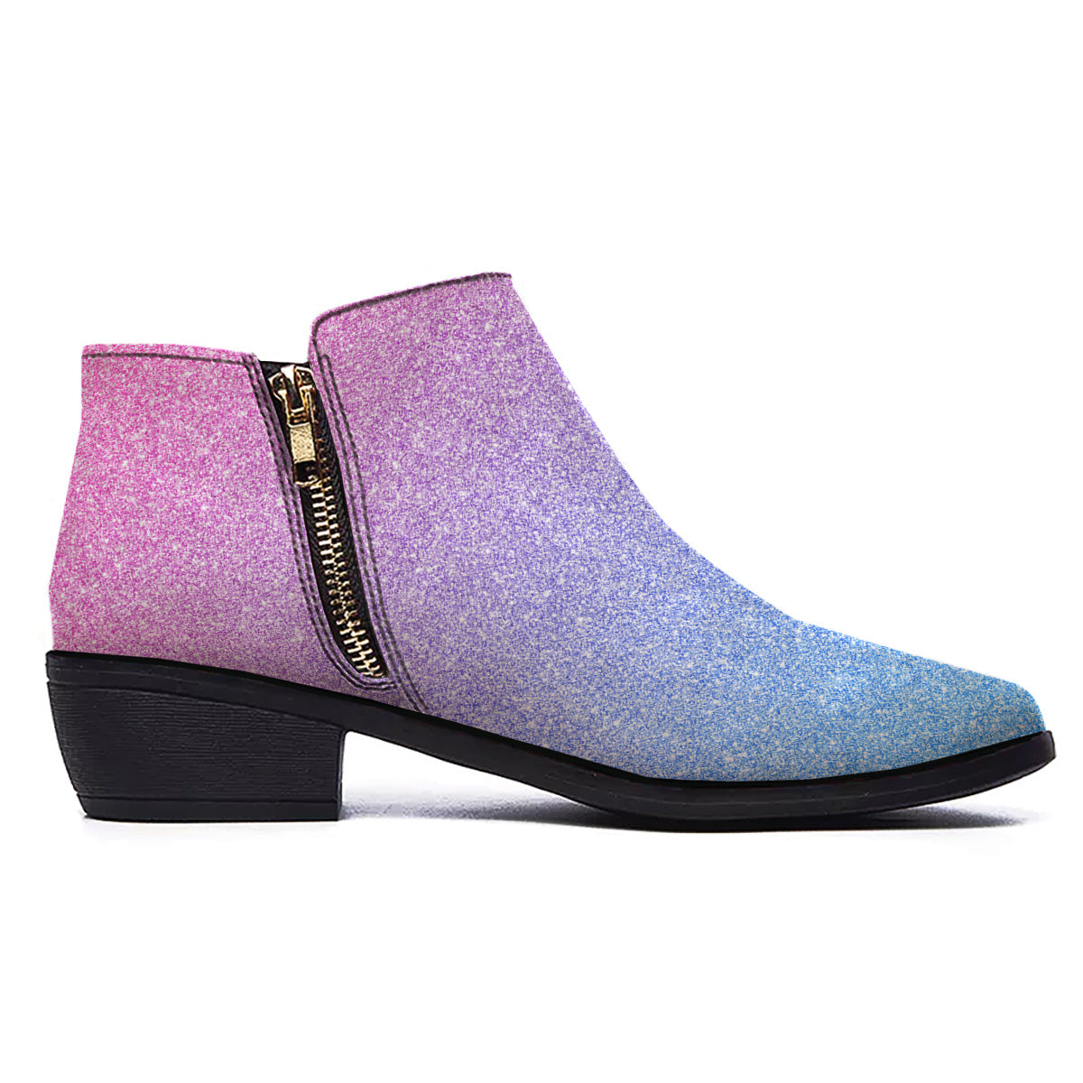 Glitter Artwork Pastel Print Pattern Ankle Boots-grizzshop
