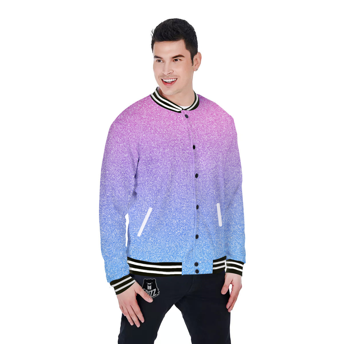 Glitter Artwork Pastel Print Pattern Baseball Jacket-grizzshop