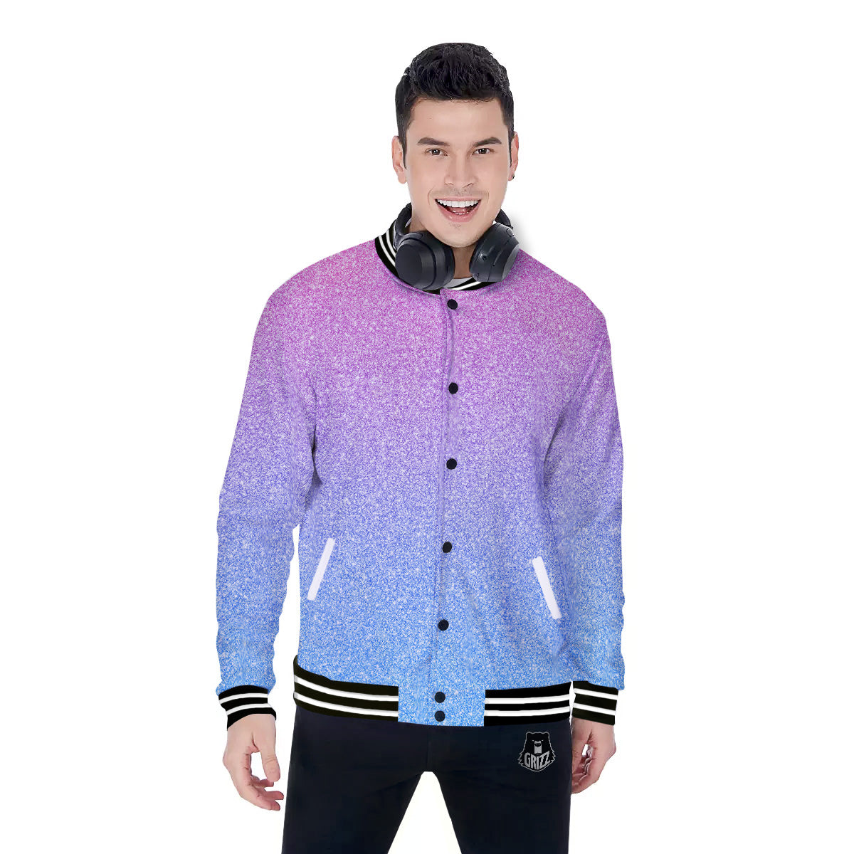 Glitter Artwork Pastel Print Pattern Baseball Jacket-grizzshop