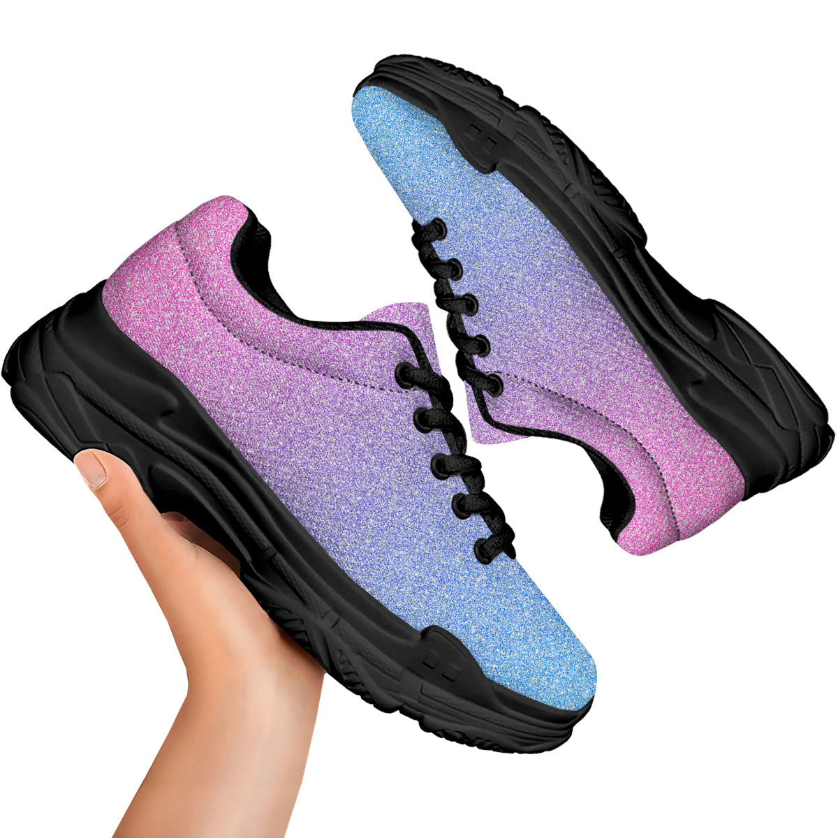 Glitter Artwork Pastel Print Pattern Black Chunky Shoes-grizzshop