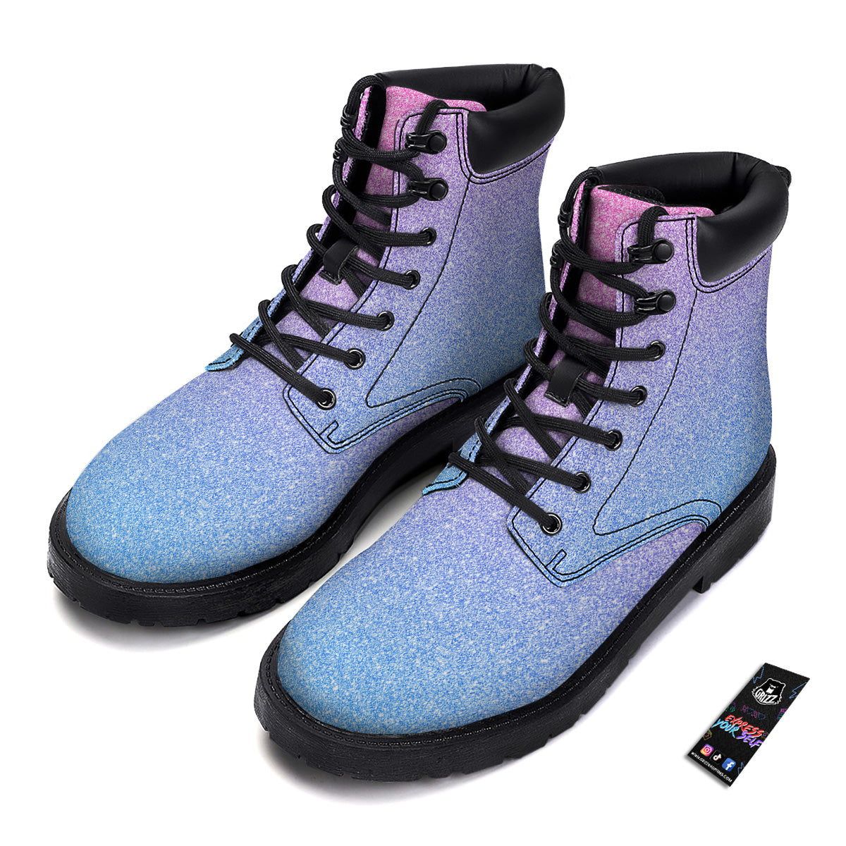 Glitter Artwork Pastel Print Pattern Boots-grizzshop