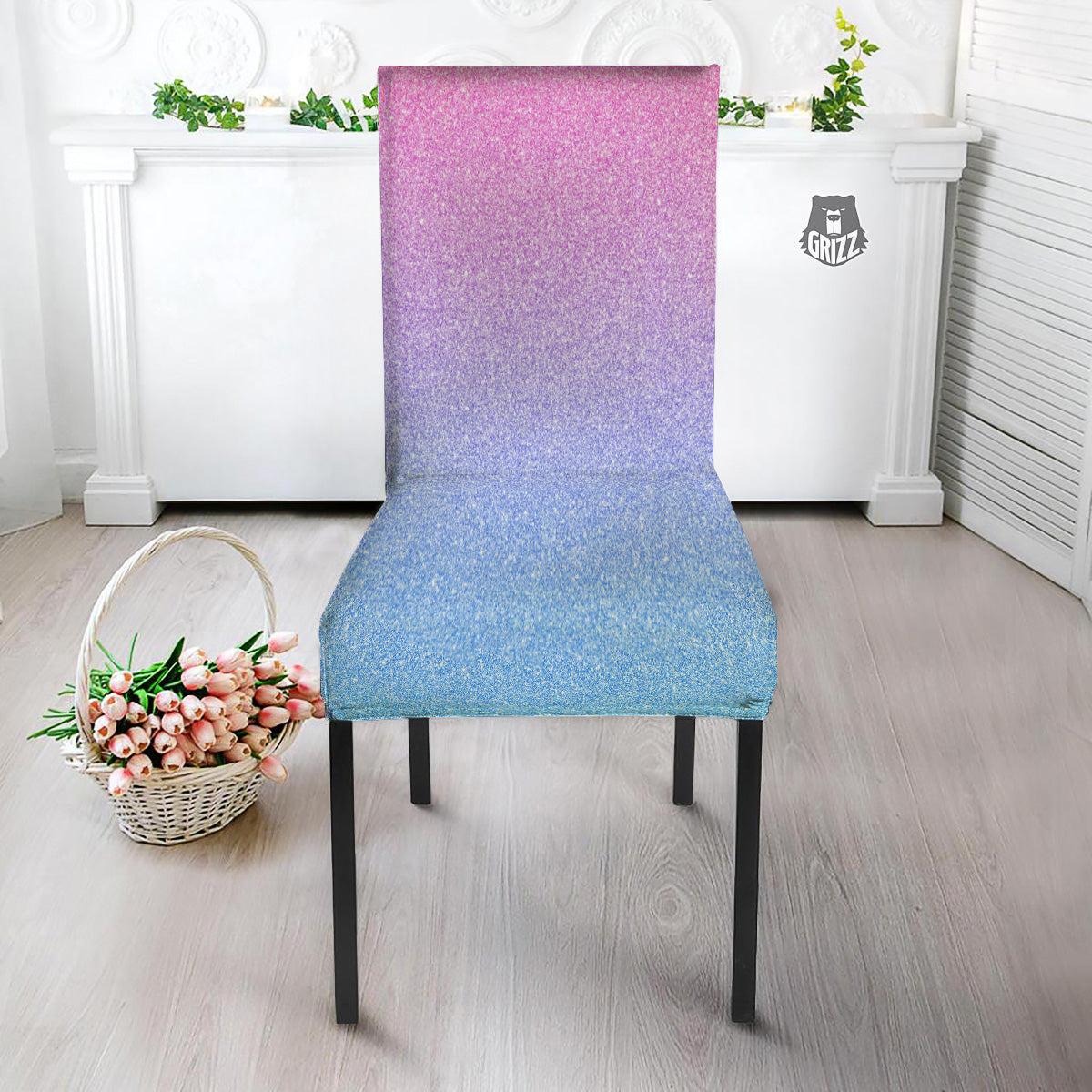 Glitter Artwork Pastel Print Pattern Dining Chair Slipcover-grizzshop