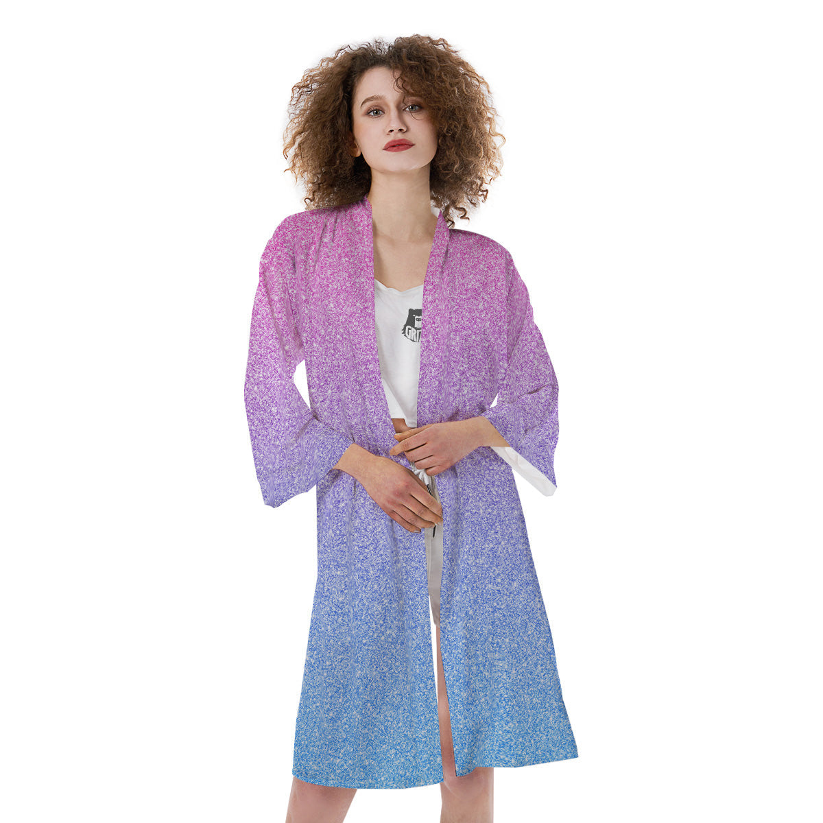 Glitter Artwork Pastel Print Pattern Kimono-grizzshop