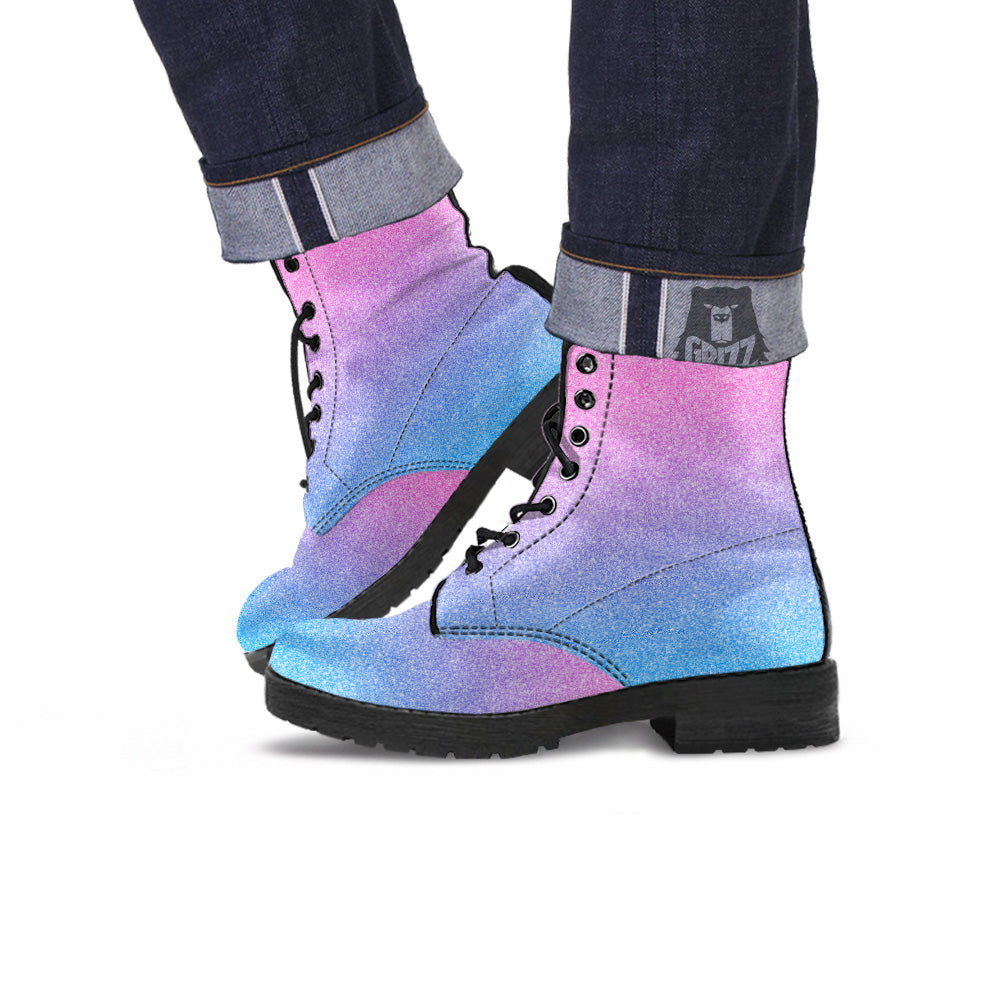 Glitter Artwork Pastel Print Pattern Leather Boots-grizzshop