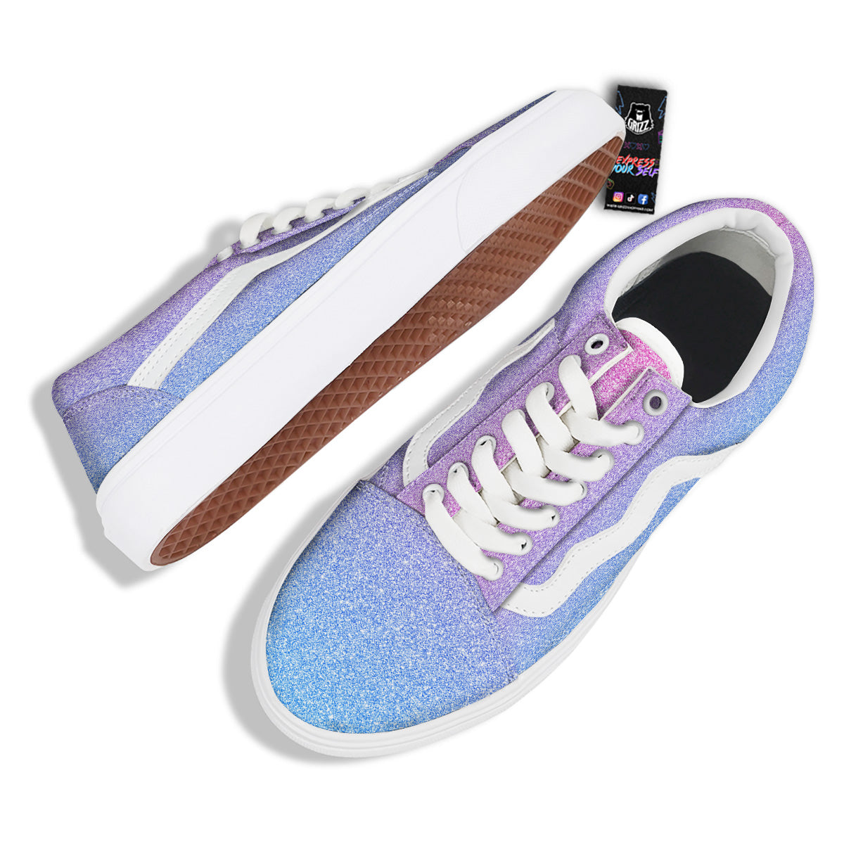 Glitter Artwork Pastel Print Pattern Skate Shoes-grizzshop