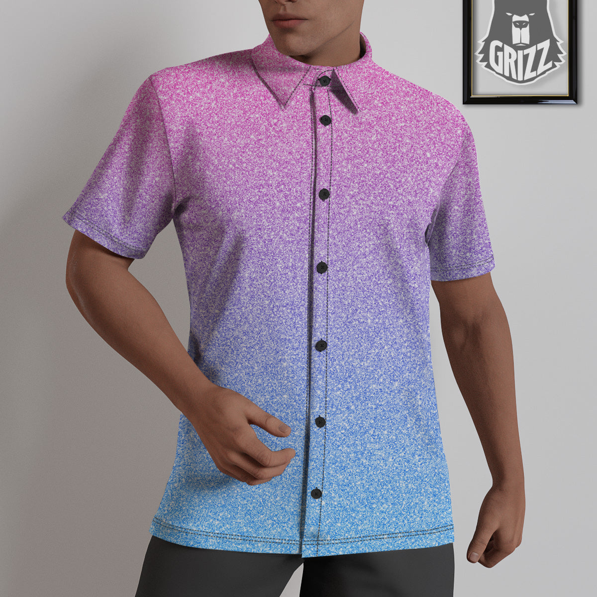 Glitter Artwork Pastel Print Pattern Untucked Shirts-grizzshop
