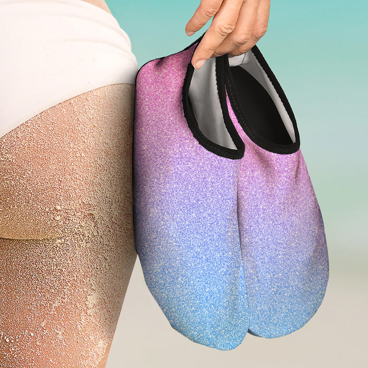Glitter Artwork Pastel Print Pattern Water Shoes-grizzshop