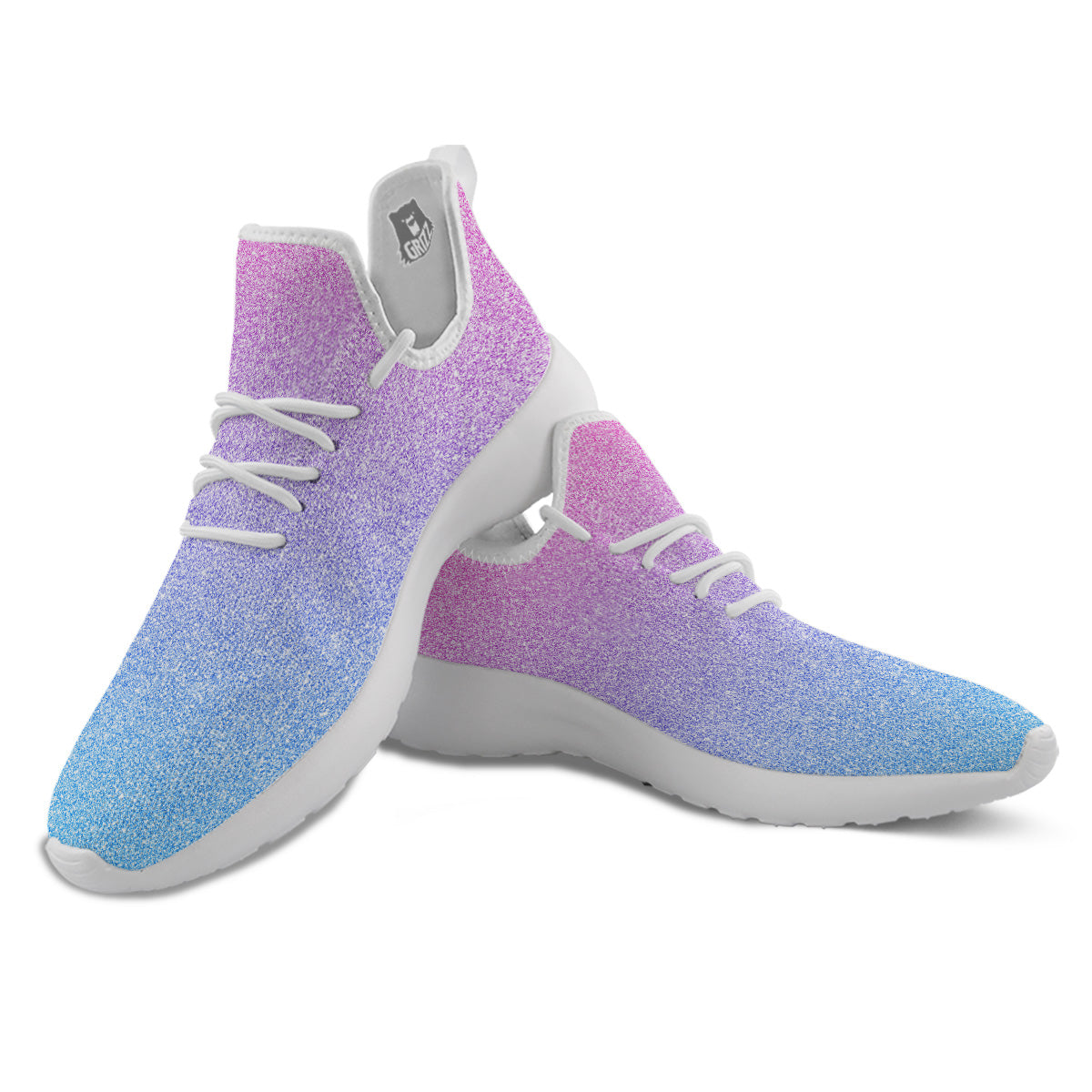 Glitter Artwork Pastel Print Pattern White Athletic Shoes-grizzshop