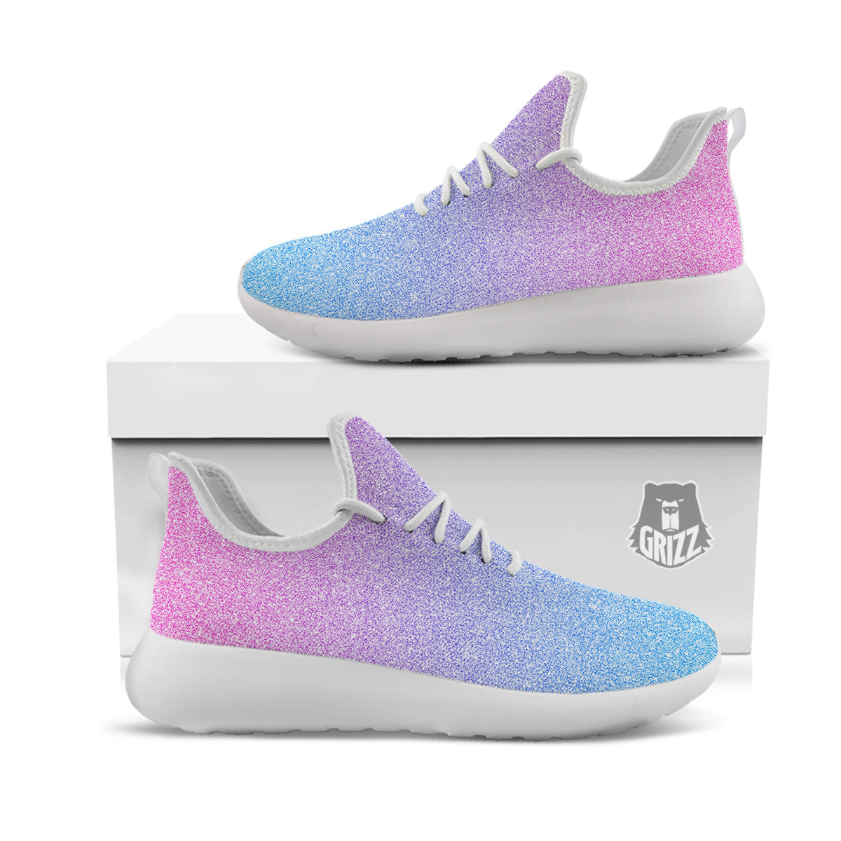 Glitter Artwork Pastel Print Pattern White Athletic Shoes-grizzshop