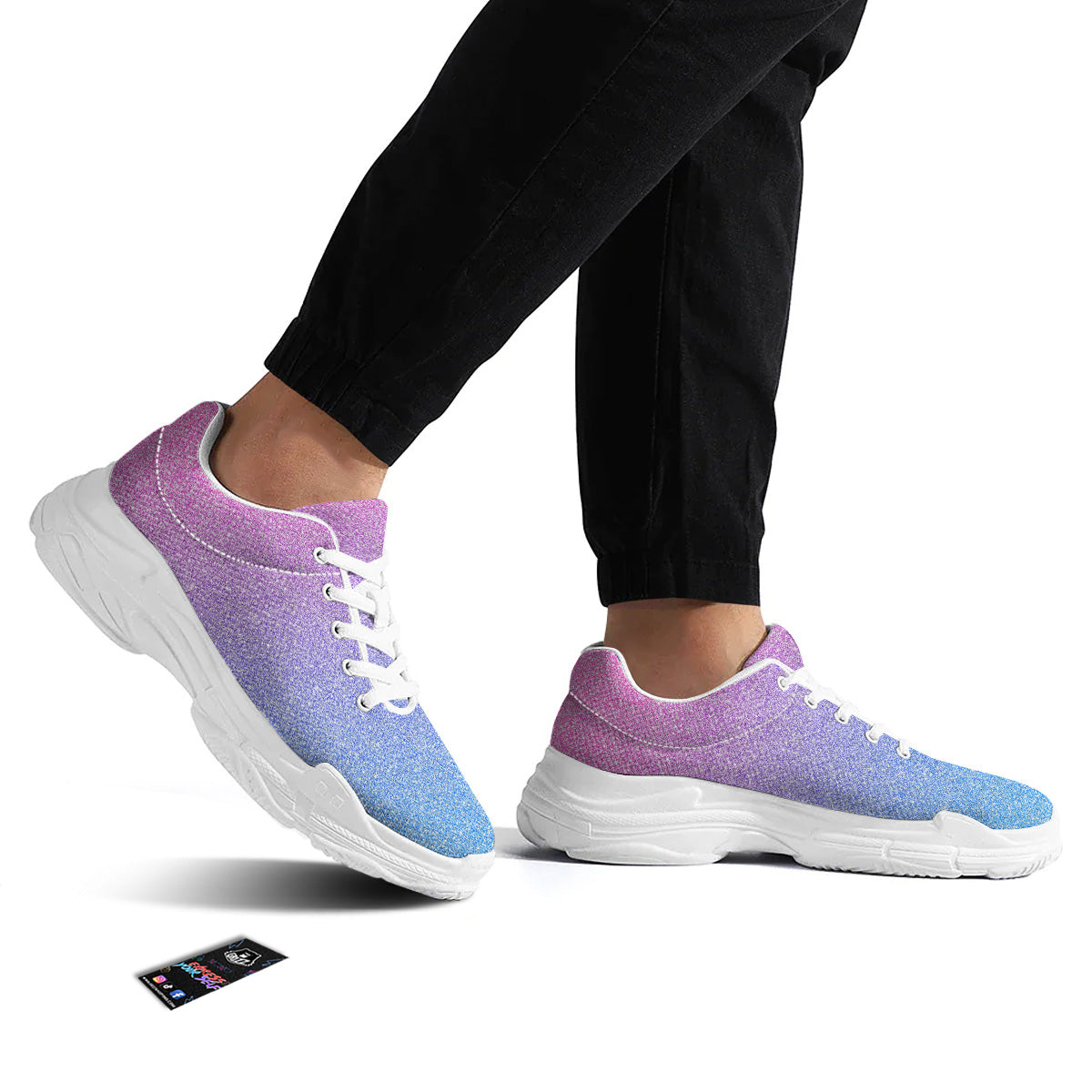 Glitter Artwork Pastel Print Pattern White Chunky Shoes-grizzshop