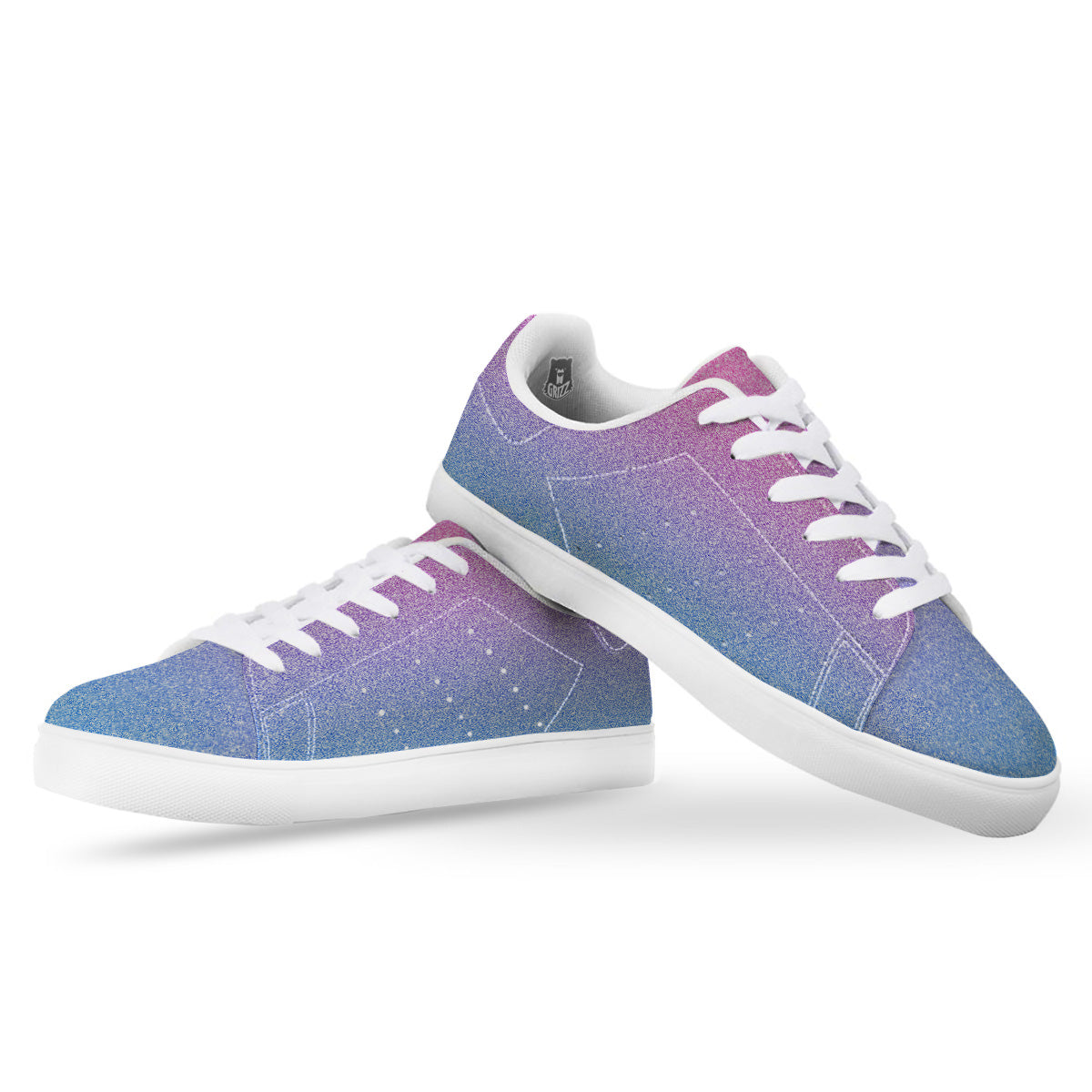 Glitter Artwork Pastel Print Pattern White Low Top Sneakers-grizzshop