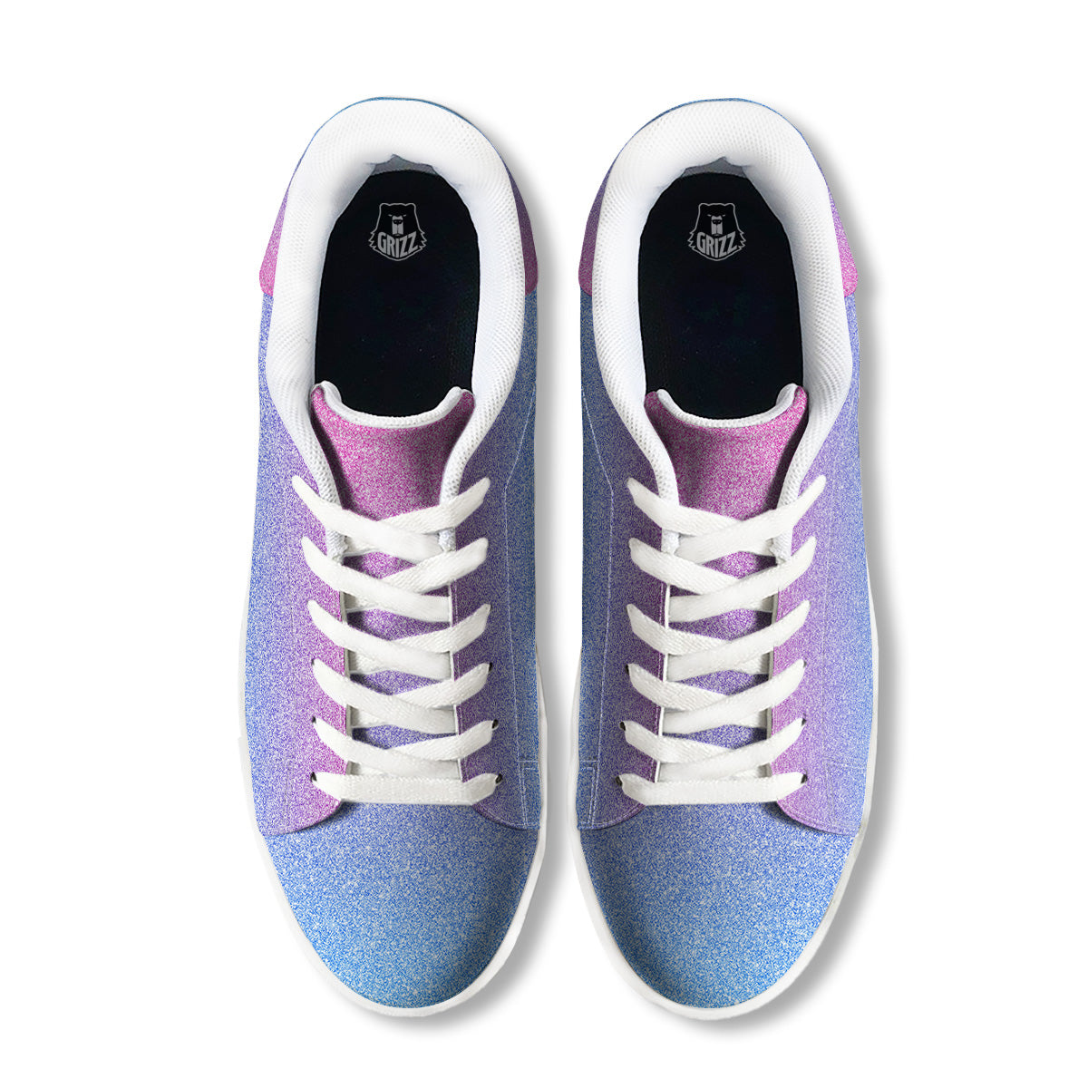 Glitter Artwork Pastel Print Pattern White Low Top Sneakers-grizzshop