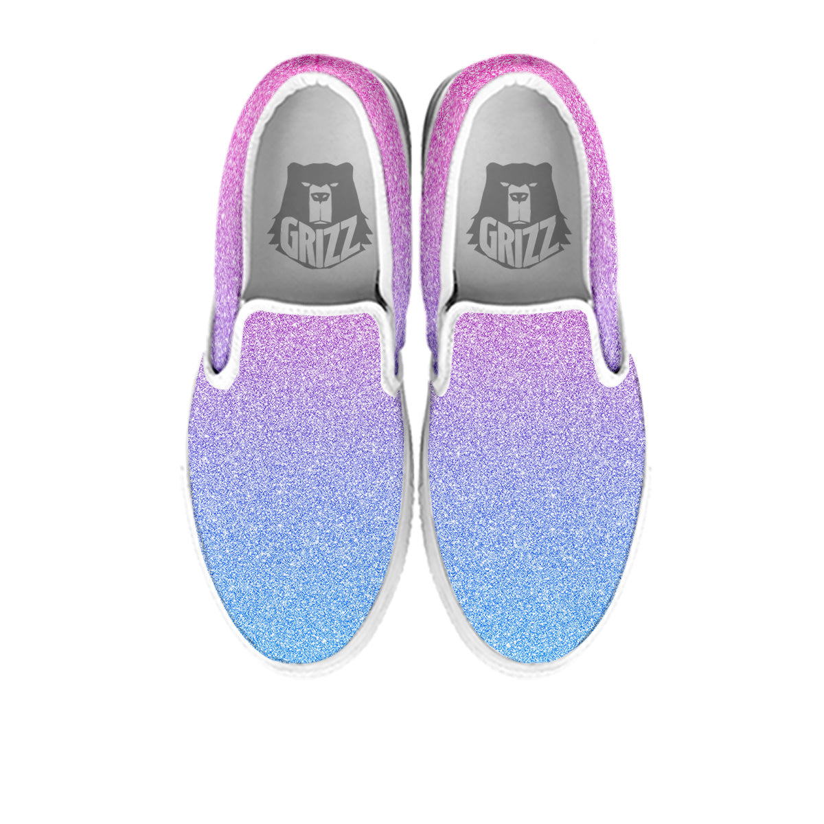 Glitter Artwork Pastel Print Pattern White Slip On Shoes-grizzshop