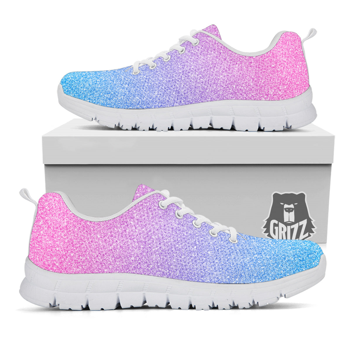 Glitter Artwork Pastel Print Pattern White Sneaker-grizzshop
