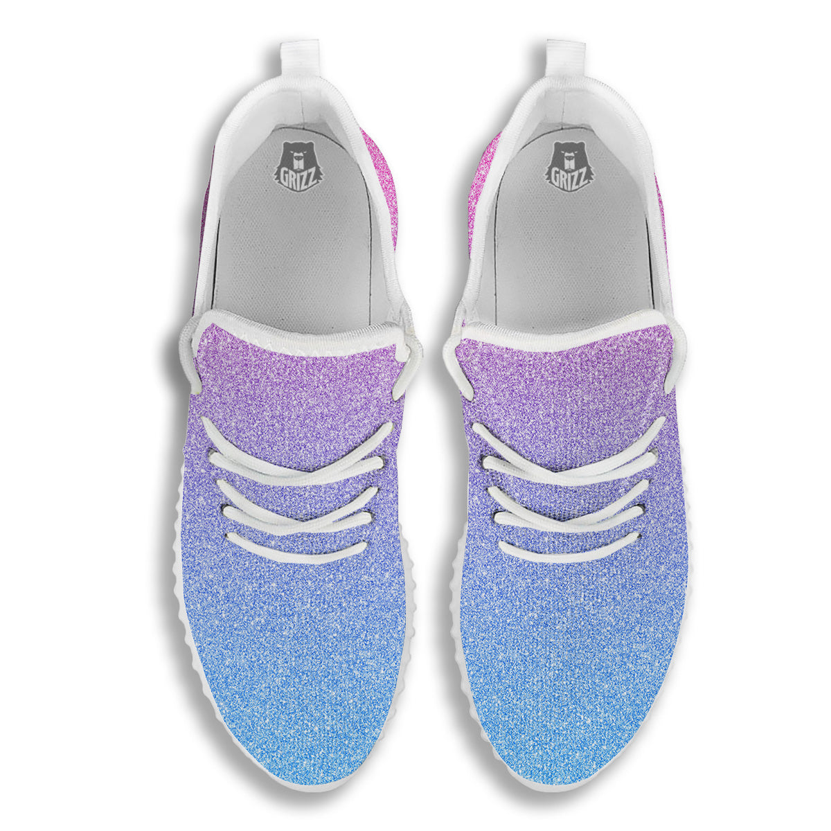 Glitter Artwork Pastel Print Pattern White Walking Shoes-grizzshop