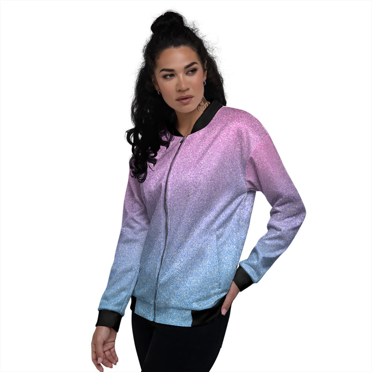 Glitter Artwork Pastel Print Pattern Women's Bomber Jacket-grizzshop