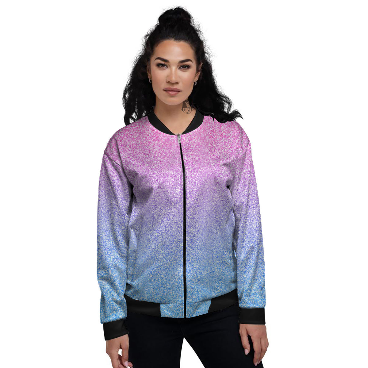 Glitter Artwork Pastel Print Pattern Women's Bomber Jacket-grizzshop