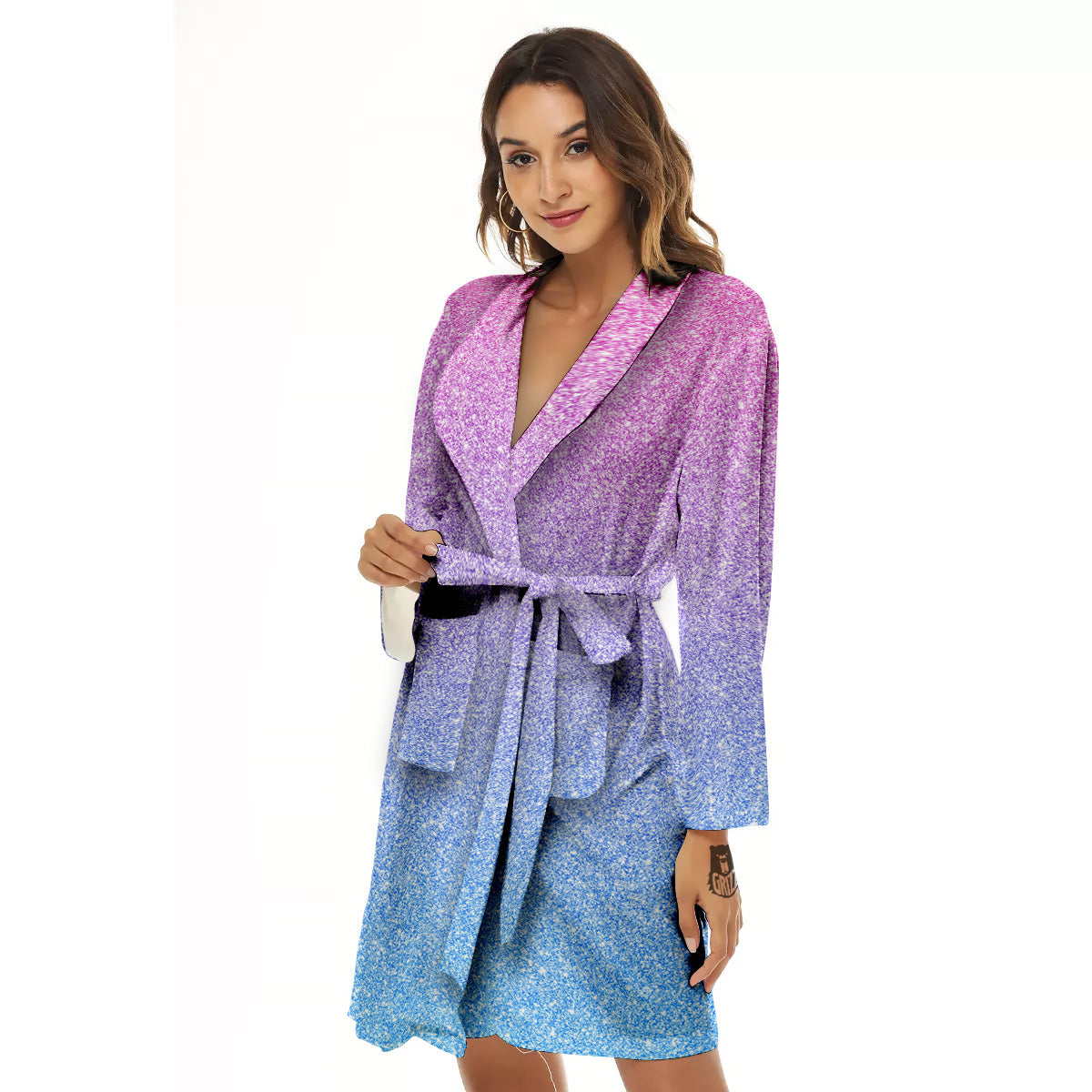 Glitter Artwork Pastel Print Pattern Women's Robe-grizzshop