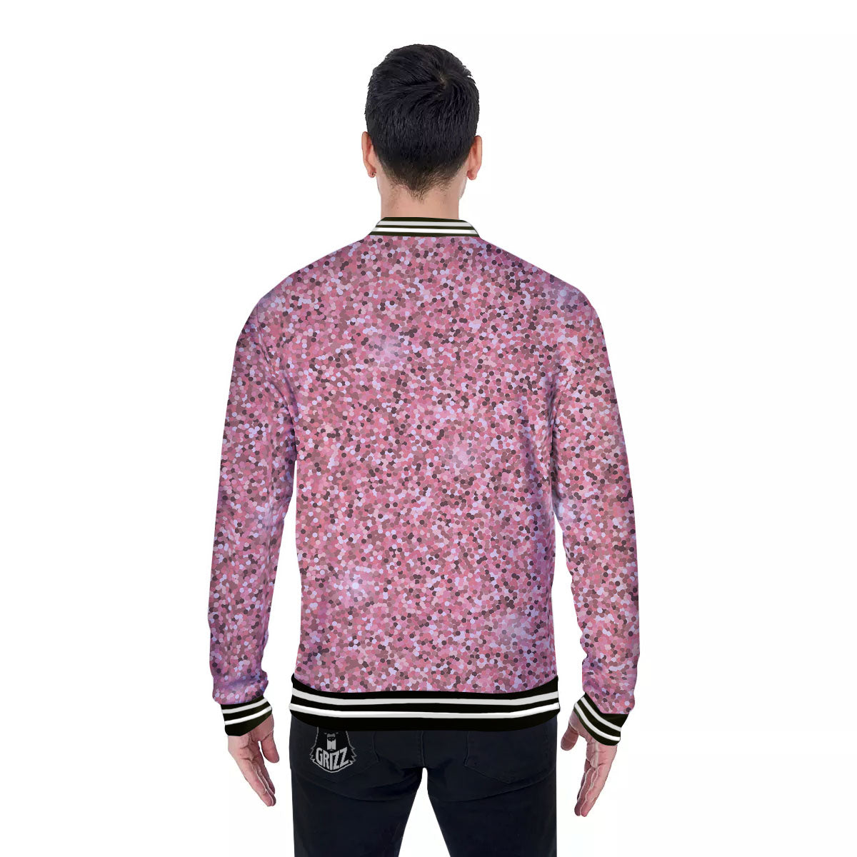 Glitter Artwork Pink Print Baseball Jacket-grizzshop