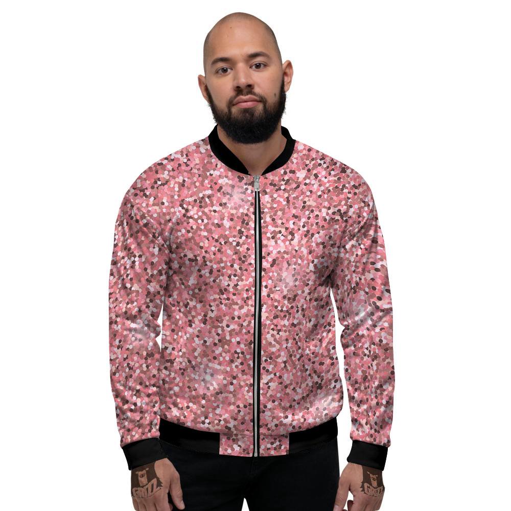Coffee Pink Pattern Print Men's Bomber Jacket