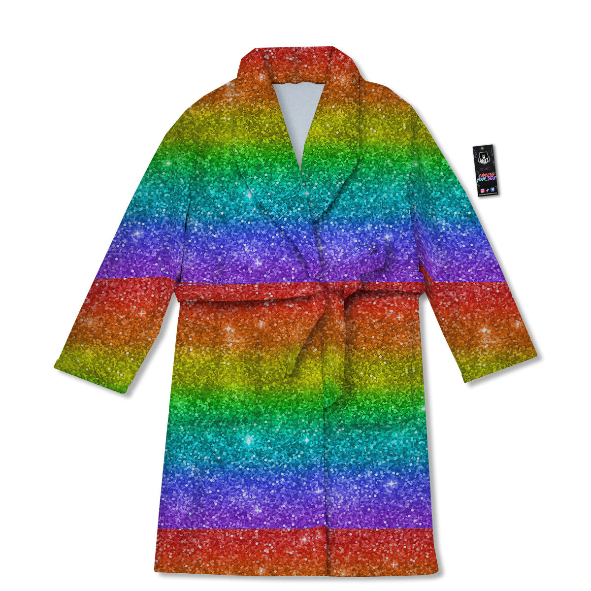 Glitter Rainbow Print Pattern Bathrobe-grizzshop