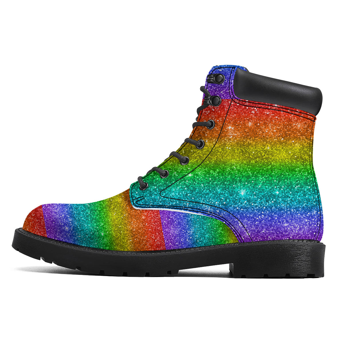 Glitter Rainbow Print Pattern Boots-grizzshop