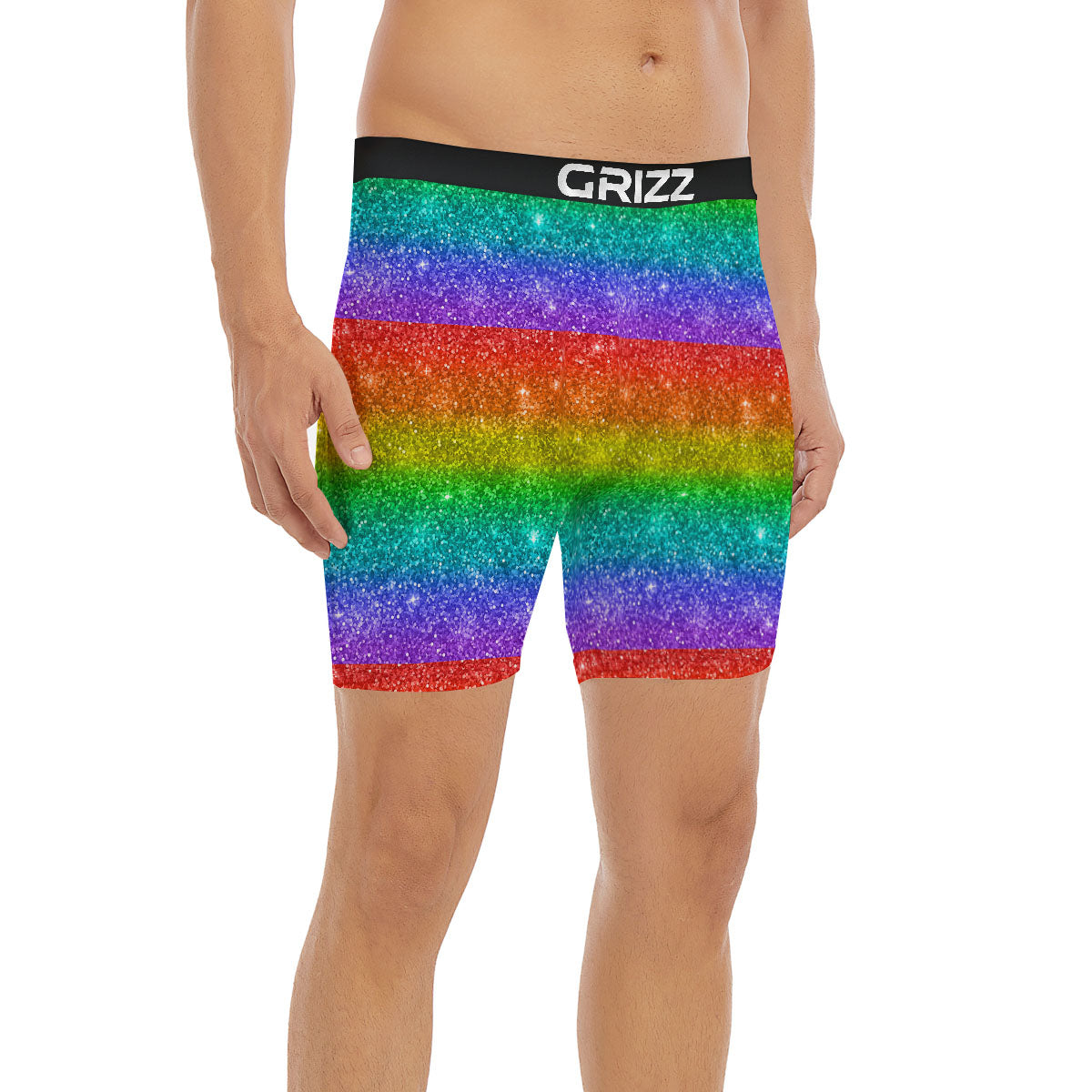 Glitter Rainbow Print Pattern Boxer Briefs-grizzshop