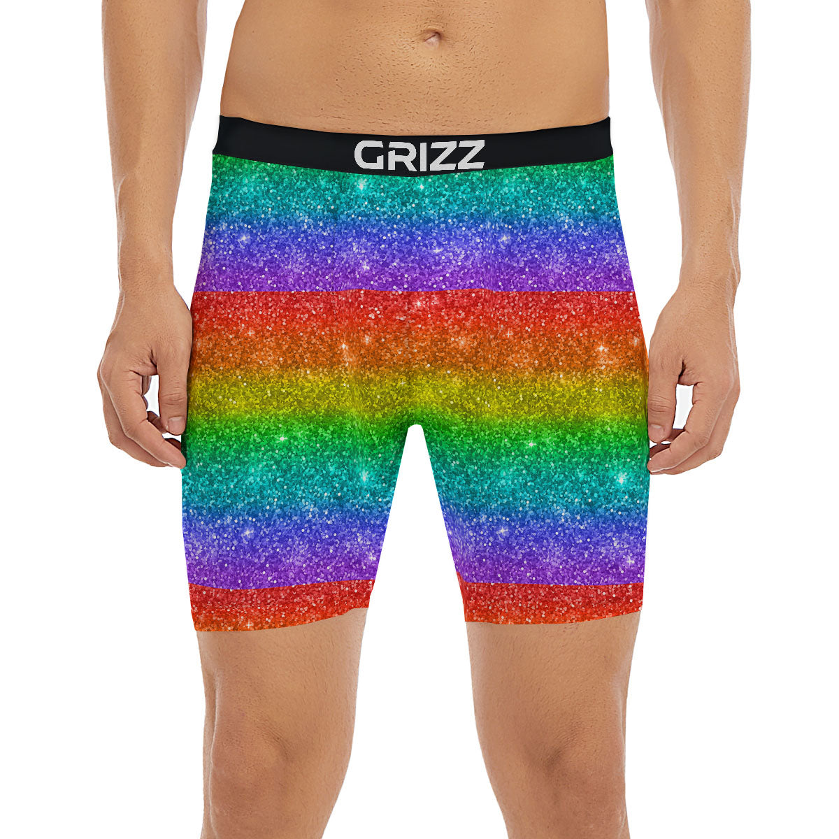 Glitter Rainbow Print Pattern Boxer Briefs-grizzshop