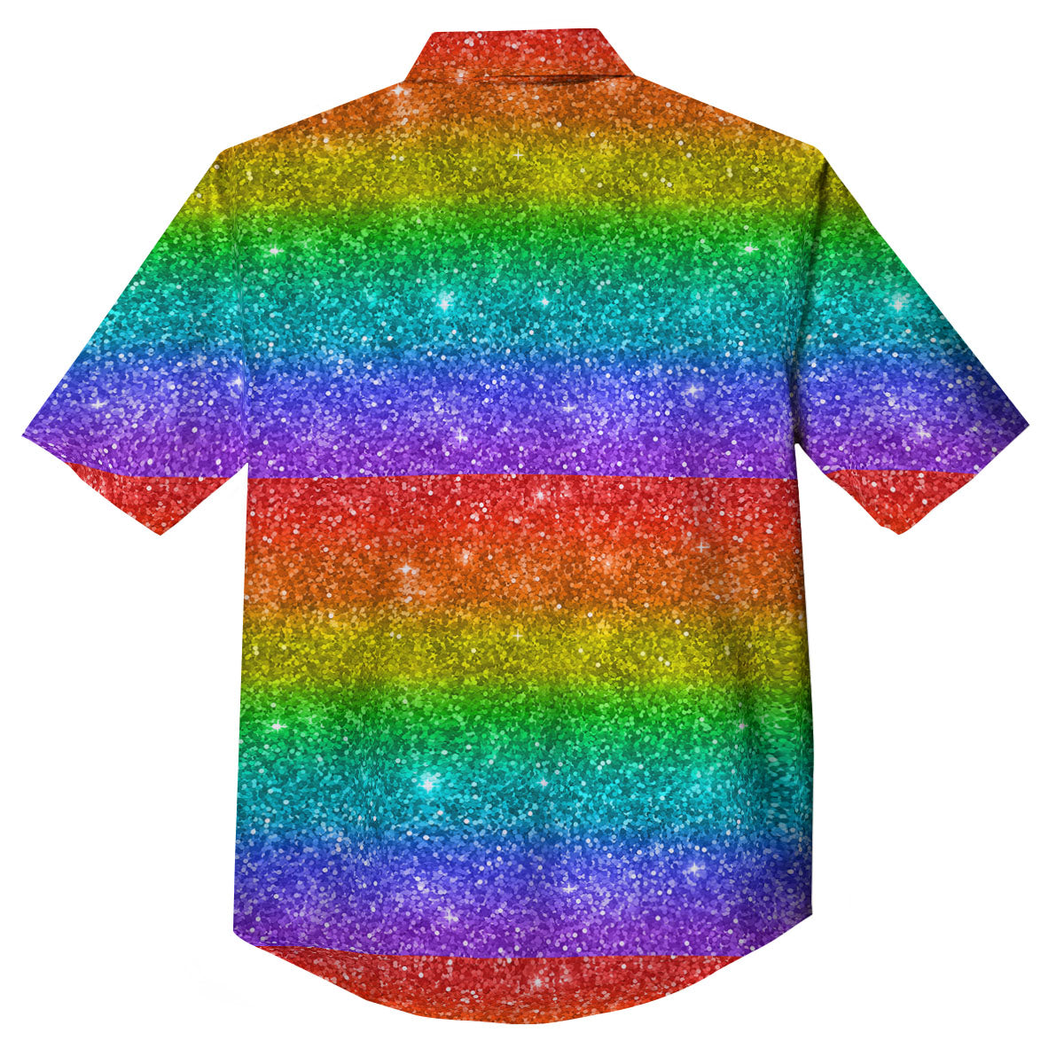 Glitter Rainbow Print Pattern Button Up Shirt-grizzshop