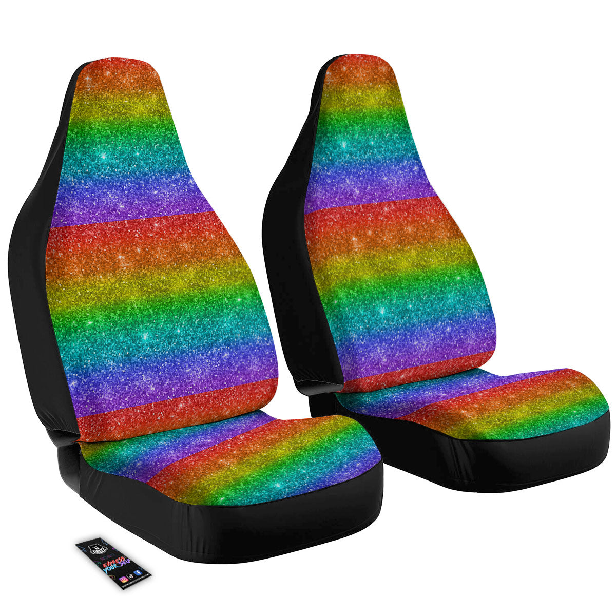 Glitter Rainbow Print Pattern Car Seat Covers-grizzshop