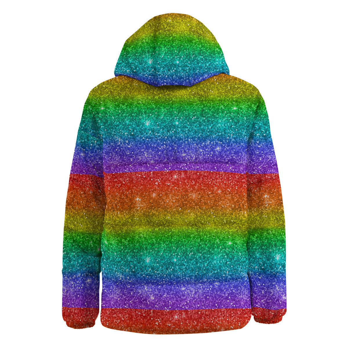 Glitter Rainbow Print Pattern Down Jacket-grizzshop