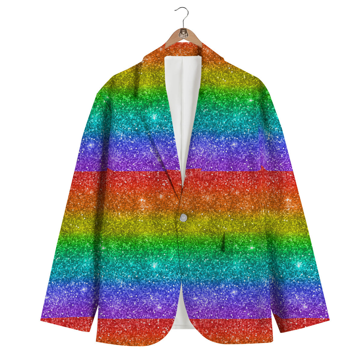 Glitter Rainbow Print Pattern Men's Blazer-grizzshop