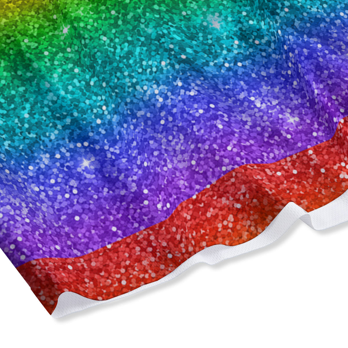 Glitter Rainbow Print Pattern Mesh Shorts