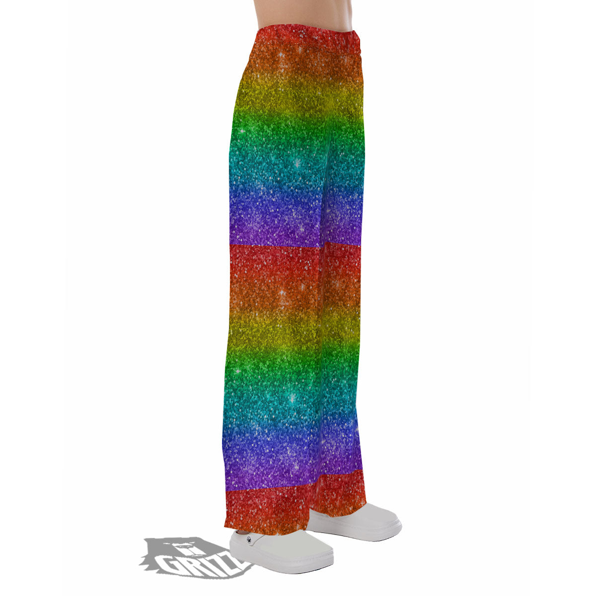 Glitter Rainbow Print Pattern Pajama Pants-grizzshop