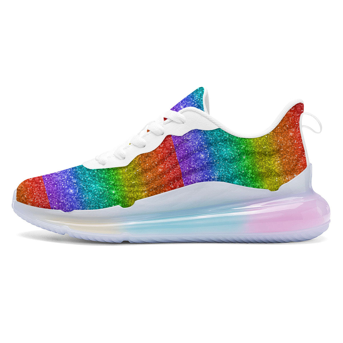 Glitter Rainbow Print Pattern Running Sneakers-grizzshop