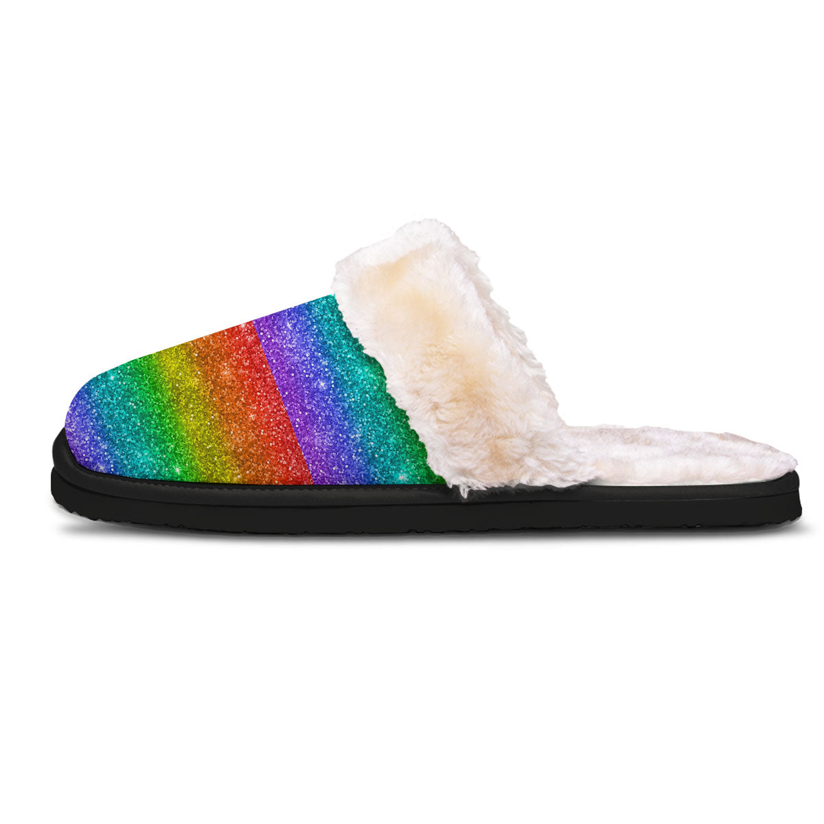Glitter Rainbow Print Pattern Slippers-grizzshop