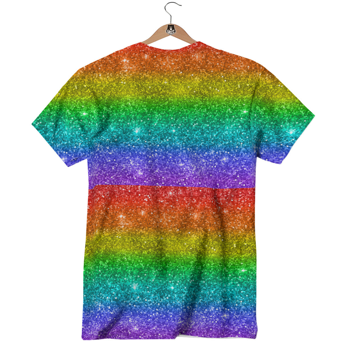 Glitter Rainbow Print Pattern T-Shirt-grizzshop