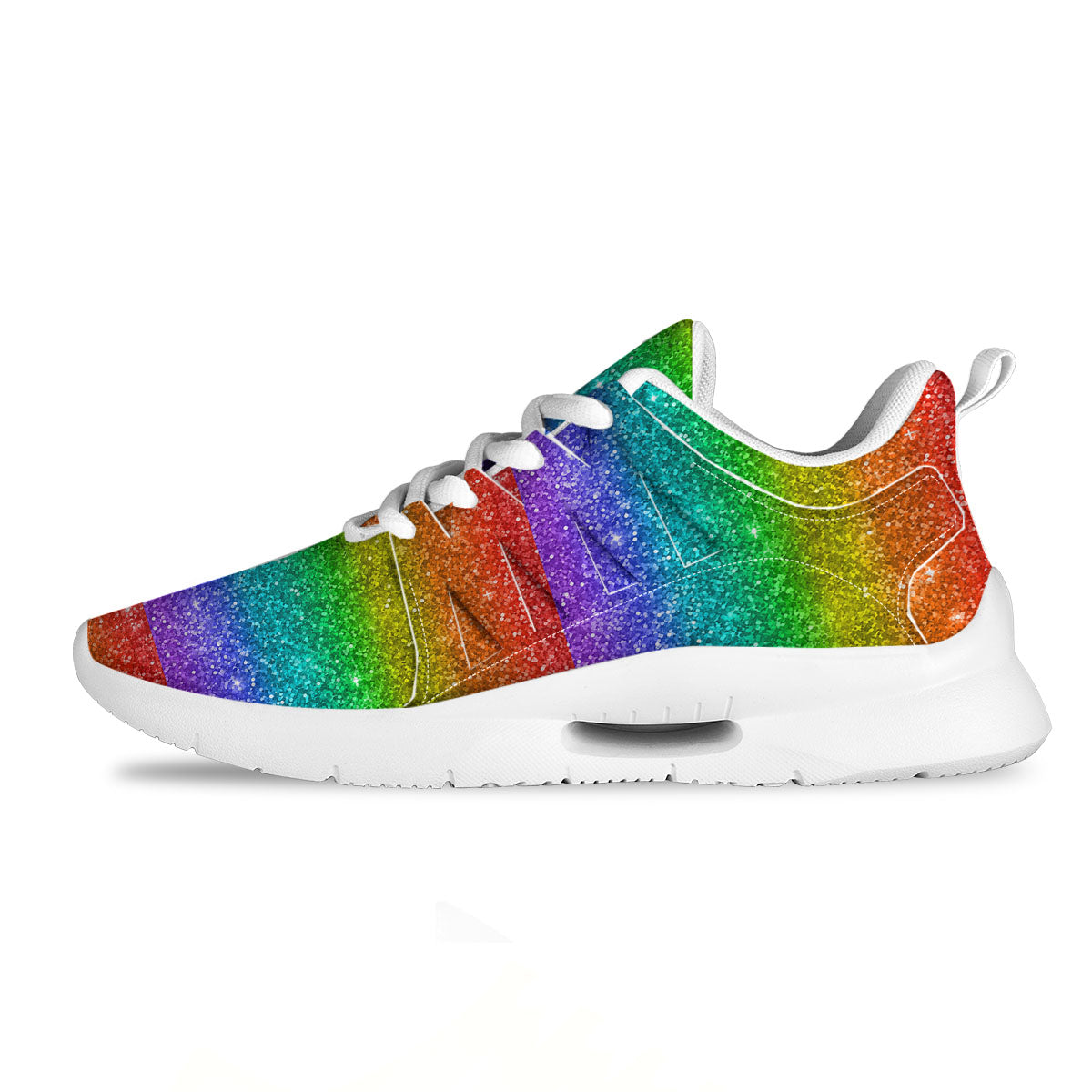 Glitter Rainbow Print Pattern Tennis Shoes-grizzshop
