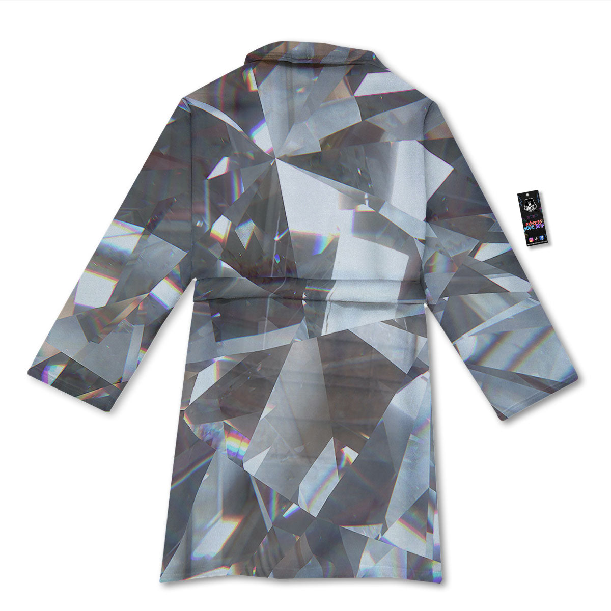 Glitter Texture Diamond Print Bathrobe-grizzshop