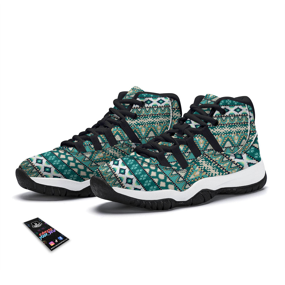 Glitter Texture Diamond Print Black Bball Shoes-grizzshop