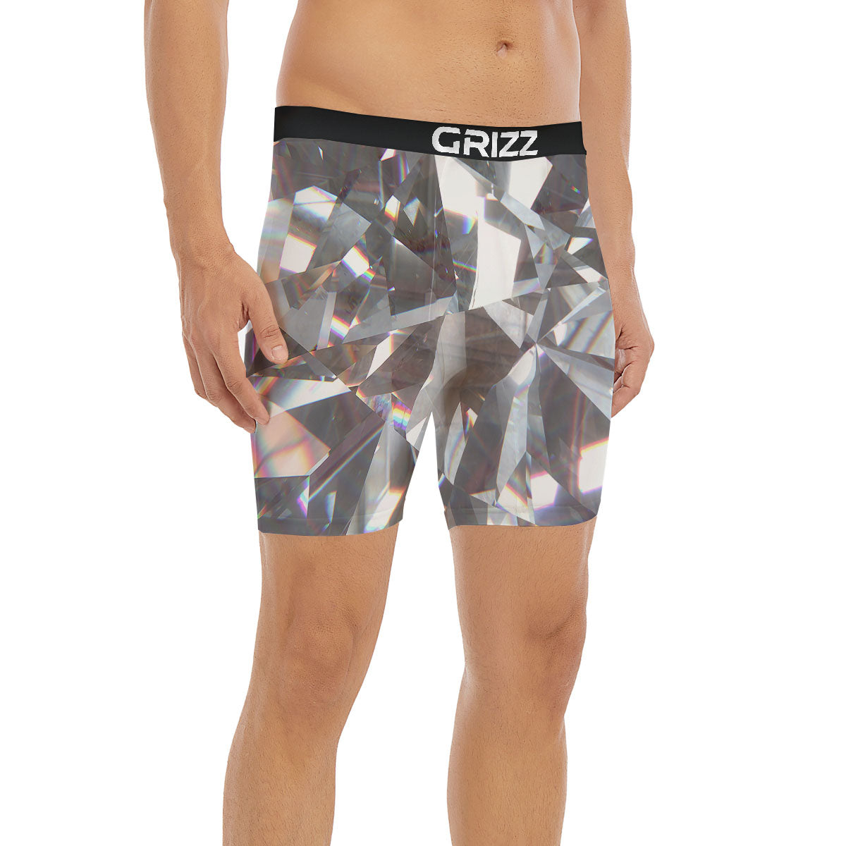 Glitter Texture Diamond Print Boxer Briefs-grizzshop