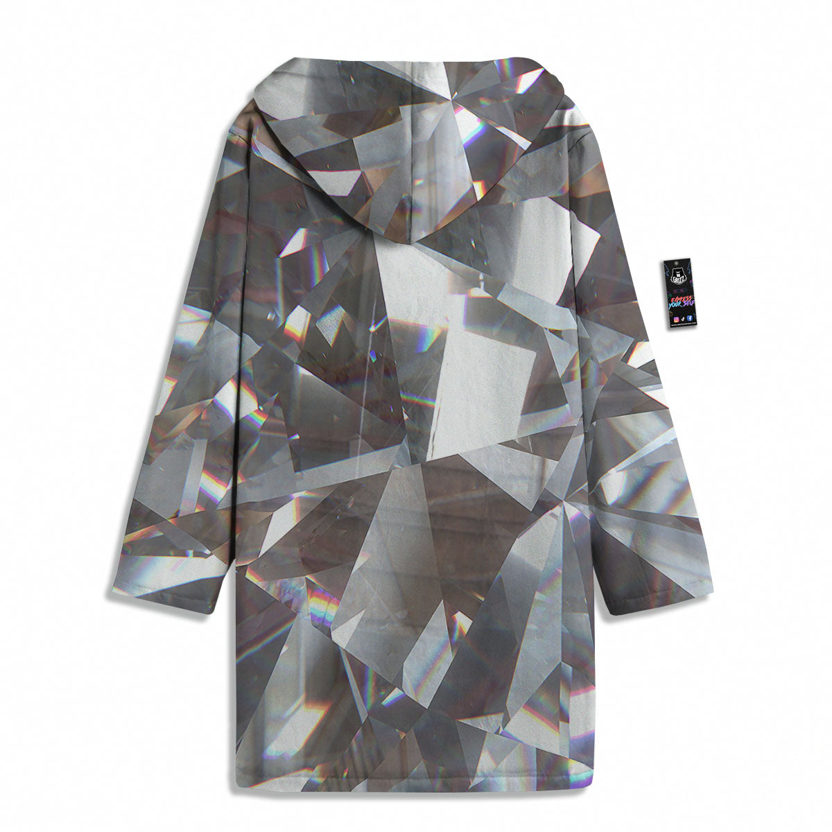 Glitter Texture Diamond Print Men's Windbreaker Jacket-grizzshop
